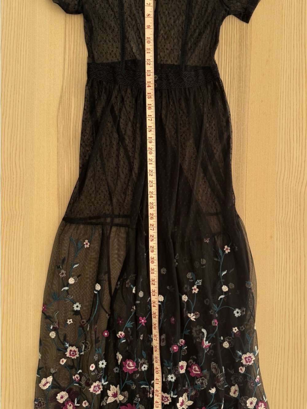 Black Floral Embroidered Mesh Maxi Dress